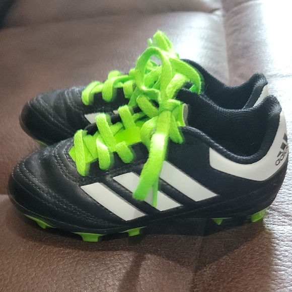 Adidas Black and White Sports Cleats with Neon Laces and Cleats - Picture 4 of 6